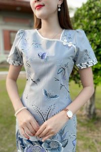 Floral prints modern mandarin Sheath Dress