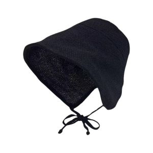 UNIITY Big Wide Brim Linen Straw Bonnets Adjustable Straps Lace Up Closure Cloche Hat Japanese Girl Riding Geometric Pattern Lace Up Sun Hat Outdoor Summer