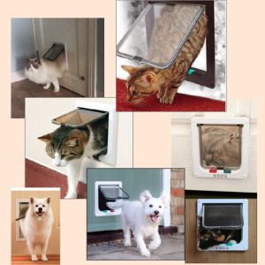 [SG Seller] Size XL Cat Door Pet Entry Safe Magnetic Pet Flap Door 4-Way Locking Automatically Close for Cats and Small Dogs Black / Brown / White Prevent AIRCON Leakage - Stock in SG