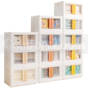 Foldable Stackable Plastic Storage Box with Door