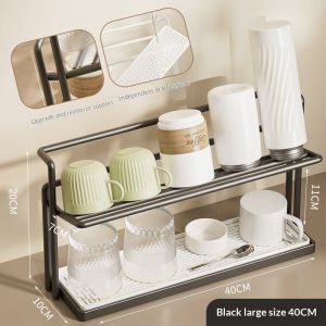 SyokSyok Double Layer Cup Holder Rack Kitchen Countertop Mug Glass Drying Rack Organizer Storage