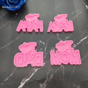I Love Mom Dad Word Letter Keychain Epoxy Resin Mold Thanksgiving Mother Father Day Pendant Handmade DIY Silicone Mould