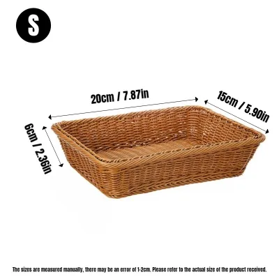 Woven Organizer Storage Box Rattan Fruit Basket Tray Baske Food Storage Tabletop Kitchen Organizer