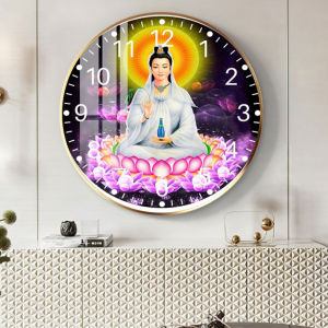 Đồng Hồ Tráng Gương Treo Tường "PHẬT DI LẶC/PHẬT GIÁO" In UV 5D Cao Cấp