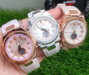 นาฬิกาแฟชั่น หัวเหล็ก สายยาง บอกเวลา 2 ระบบ ( พร้อมกล่อง )