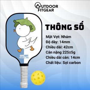 Vợt Pickleball người lớn trẻ em mặt vợt hoạt hình TẶNG KÈM TÚI VÀ BÓNG