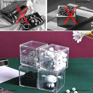 Bohuangzhiu Clear Acrylic Square Cube Box With Lids Durable Candy Box Multiple Uses Transparent Case Organizer Container