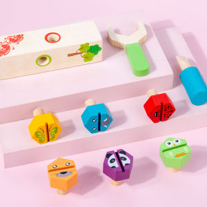 Kids Wooden Manipulative Screw Block Toy- with Screws and Screwdriver-Fun Fine Motor Development Activity for Boys and Girls