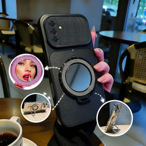PBZZ Case for samsung a14 4g a14 5g a14e a15 phone casing Softcase silicone shockproof Cover new design aesthetic cute orange Makeup mirror with holder for girls KNHZJ3
