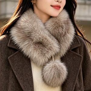 HEALMEYOU Windproof ic Fur Scarf Double Sided Thick Winter Pom Scarf Thick Winter Muffler Ultra Soft Plush Neck Warmer Daily Commute