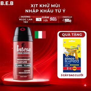 Xịt Khử Mùi Intesa Chính Hãng Ý 150ml Khô Thoáng Khử Mùi Hiệu Quả TẶNG Dao Cạo Râu Hàn Quốc