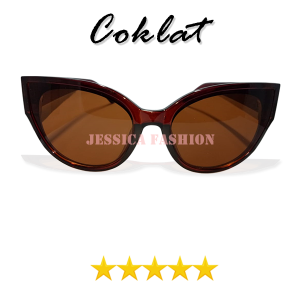 Kacamata Mata Kucing Warna Coklat Lensa Normal Melindungi Mata Dari Sinar Uv Protection Bentuk Eye Cat Tebal Besar - SUNGLASSES CAT EYE BROWN COD