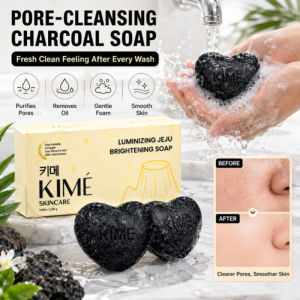 Volcanic Ash Charcoal Soap Deep Cleansing Pore Refining Smoothing Brightening Face Body Cleansing Bar