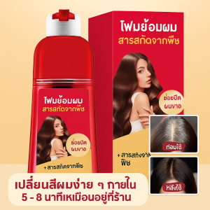 500ML สีย้อมฟองพืช การปกปิดผมหงอก การดูแลหนังศีรษะอย่างอ่อนโยน แชมพูย้อมผมแบบใช้ที่บ้าน