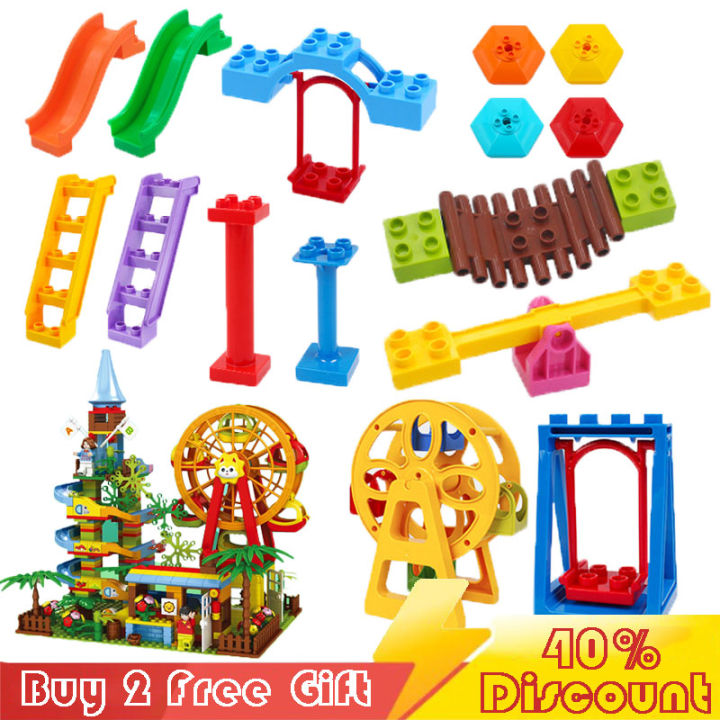 Duplo Accessories Building Blocks DIY Slide Swing Ferris Wheel Scene Construction Blocks Compatible with Lego Duplo Lazada Singapore