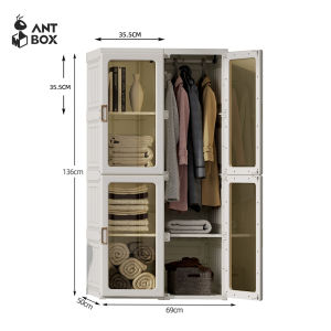ANTBOX Lemari Pakaian Transparan Serbaguna Ukuran 8 Box 1 Gantungan Lemari Pakaian Susun Anti Debu