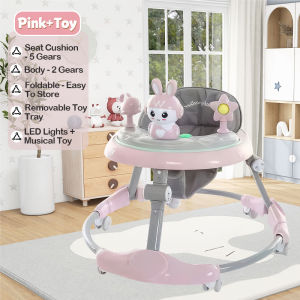 Baby Walker With Musical Toys And Adjustable Height Levels Foldable Baby Walker Anti-O Leg Multifunction Baby Walker