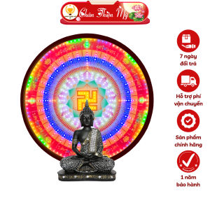 Hào Quang Led 32 Chương Trình Hoa Sen Chữ Vạn CHÂN THIỆN MỸ Đèn Trang Trí Bàn Thờ Cho Tượng Phật HQ-32CT-02