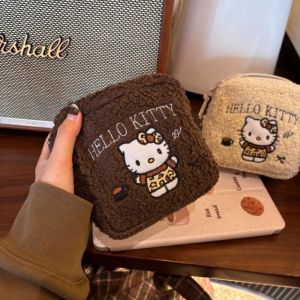 Thời Trang Nữ Sang Trọng KT Mèo Thêu Túi Trang Điểm Di Động Cầm Tay Vệ Sinh Túi Bé Gái Quà Tặng Sinh Nhật