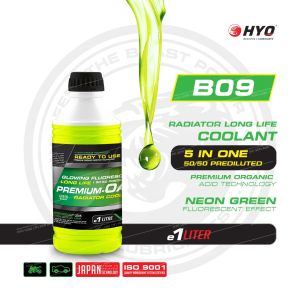 Coolant Radiator HYO B09 – Siap Guna Neon Green Anti Karat 50/50 Premix Automotive Car Kereta