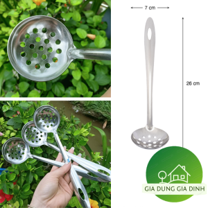 Vá lỗ múc canh muỗng múc lẩu muôi múc trân châu thạch bằng INOX tiện dụng 26cm VL07D anphacook