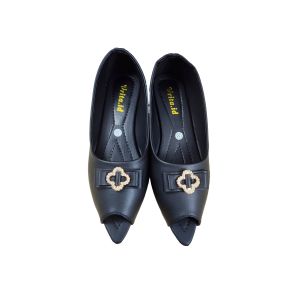 Sepatu Flat Shoes Wanita Kerja Kantor Pesta Kuliah Slip On Hitam Kekinian