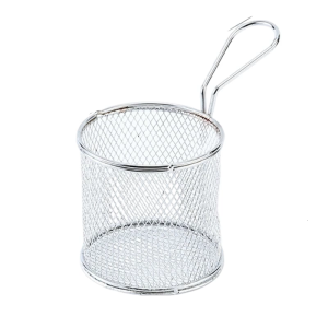 Cylindrical Untarnished Fry Basket For French Fries Chicken Fish With Heat Resistant Handle