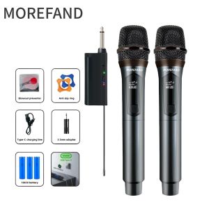Rechargeable Wireless Karaoke Microphone Handheld Mic Dual UHF Portable Dynamic with Receiver Set Fast connection