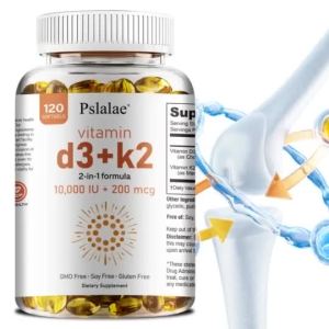 Vitamin D3 10000 IU + K2 200mcg (MK-7) High Potency Dietary Supplement