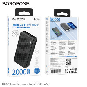 Pin dự phòng Borofone BJ55 10000mAh / BJ55A 20000mAh / BJ55B 30000mAh Output 2 cổng USB-A Input TypeC và MicroUSB (Đen) - Nhất Tín Computer
