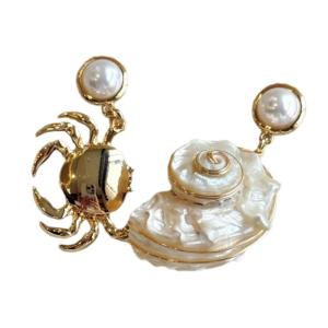 Handmade Hợp Kim Bông tai quyến rũ Bên Bờ Biển Không Đối Xứng Vỏ Cua Drop Thiết Kế Tai Phụ Kiện Cho Món Quà sự kiện đặc biệt