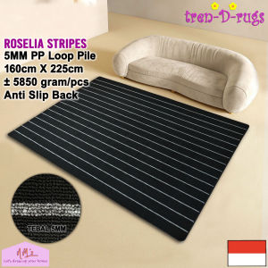 Tren-D-rugs Karpet garis stripes bulu alas lantai ruang tamu modern anti slip 160 cm x 225 cm - NMs