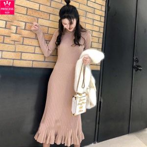 Black Pink Red Plain Aesthetic Oversized Fashion for Women Vintage Slim Woman Trendy Knitted Sweater Dress Clothes Harajuku Clothing y Bodycon Mini Plus Size Loose Robe Maxi Autumn Winter Womens Ladies Casual Dresses Elegant Korean Long Sl