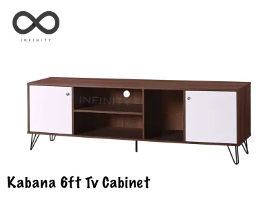 Infinity Kabana 6Ft Tv Cabinet / Tv Console / Metal Leg / Living Room Furniture (Walnut + White)