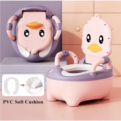 【Free Shipping】0-6 Years Old Childrens Potty Baby Toilet Seat Multifunction Baby Portable Urinal Travel Toilet Cute Ducks WC Stable Potties Seats Cartoon Pot Training Pan