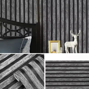 6M Wallpaper 3M x 45CM PVC Self Adhesive Waterproof Stripe Wood Grain Design Home Decor Wall Decor Tv Background