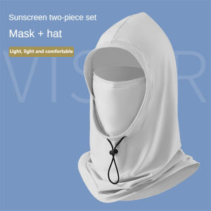 Aqrau 【UPF50＋☀️】หน้ากากกันแดดฤดูร้อนให้การปกป้อง ที่ครอบคลุมสำหรับใบหน้า และคอทำจากผ้าไหมน้ำแข็ง และวัสดุเย็นสบาย และระบายอากาศได้ดี