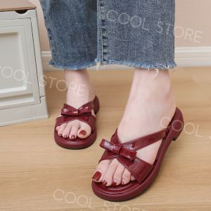 Cool Store Elegant French Style Open Toe Rubber Sandals Thick Platform Sole With Bow Knot Design For Womens Footwear