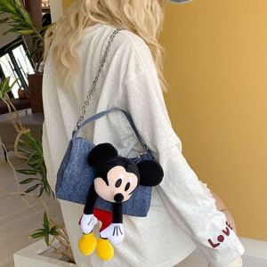 STKE Cartoon Doll Crossbody Bag Cusual Kawaii Denim Hobo Bag Portable Messenger Bag Cartoon Doll Shoulder Bag Travel