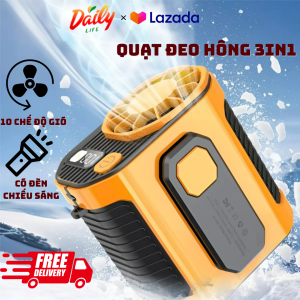 Quạt Mini Đeo Thắt Lưng Giúp Làm Mát Hạ Nhiệt Cơ Thể Quạt Kẹp Hông Dung Lượng Pin 5000mAh Với 10 Chế Độ Gió Tích Hợp Sạc Dự Phòng