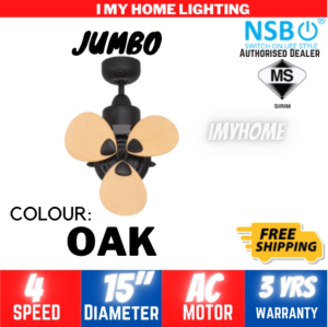 NSB BIANCA NSB JUMBO 15" Small Mini Corner Ceiling Fan Remote Swing Oscillation 3 Blade Designer Kipas Angin Siling 小型风扇