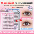 【FREE Tweezers!】New Reusable Glue-Free False Eyelash DIY 120 Cluster Hybrid 10-12mm Eyelash, Newbie's Choice for Thick, Natural, Long Eyelashes. 