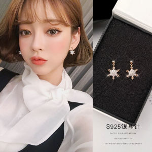 good 999 jewelry  S925 Silver Korean Fashionable Six star Snowflake Earrings for women ES6043