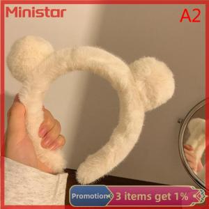 Ministar Girls Cute Plush Bear Rabbit Ears Headband Autumn Winter Head Hoop Cartoon Girls Kid Hairband Headdress Hair Accessories