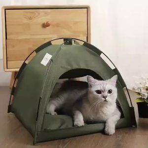 【wuxih】Mudah alih Carry-on katil haiwan kesayangan katil kucing mudah alih dengan kanopi katil haiwan kesayangan yang tinggi untuk di dalam rumah di luar rumah bernafas lembut kucing khemah sarang untuk perjalanan