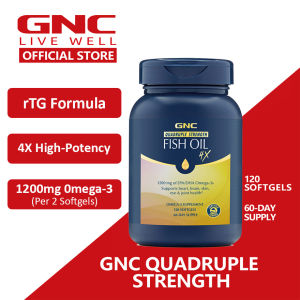 Gnc QUADRUPLE Strength Fish Oil 120 Softgels Omega3 Supplement Omega-3s Supports heart brain skin eye& joint health