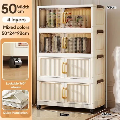 SALVO 35-80cm Foldable Storage Cabinet With Wheels Durabox Plastic Wardrobe Kitchen Cabinet Organizer Cabinet for clothes