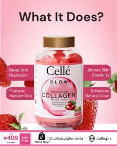 Cellé Glow SUPER COLLAGEN GUMMIES 3000mg Collagen + Hyaluronic Acid + Vitamin C Skin Hydration