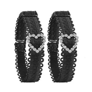 1 Pair Adjustable Elastic Shoe Straps for High Heels Anti Loose Shoelaces Belt with Rhinestones Buckles Design for Women