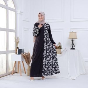 MONOCROME DRESS GAMIS RAYON CANDI MEKAR GAMIS TWILL GAMIS BATIK PEKALONGAN